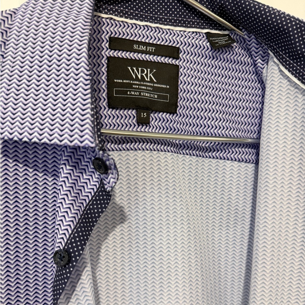 WRK Men's Purple Patterned Dress Shirt - Picture 3 of 6